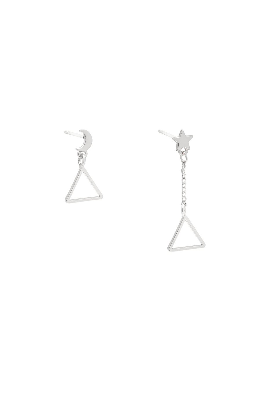 Earrings Triangular Space Silver Color Copper